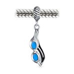 Sport Blue Skier Glass Charm Bead for European Bracelet - Enamel Sterling Silver - Image 2