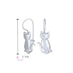 Cute Siamese Kitten Cat Dangle Earrings in Polished  Sterling Silver - Image 4