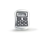Bookkeeper Math Student Calculator Charm Bead .925 Sterling Silver Fits European Bracelet