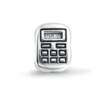 Set of 2 Latte Travel Mug Cup Coffee and Calculator Charm Bead Sterling Silver - Image 2