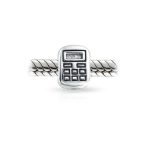 Bookkeeper Math Student Calculator Charm Bead .925 Sterling Silver Fits European Bracelet - Image 2