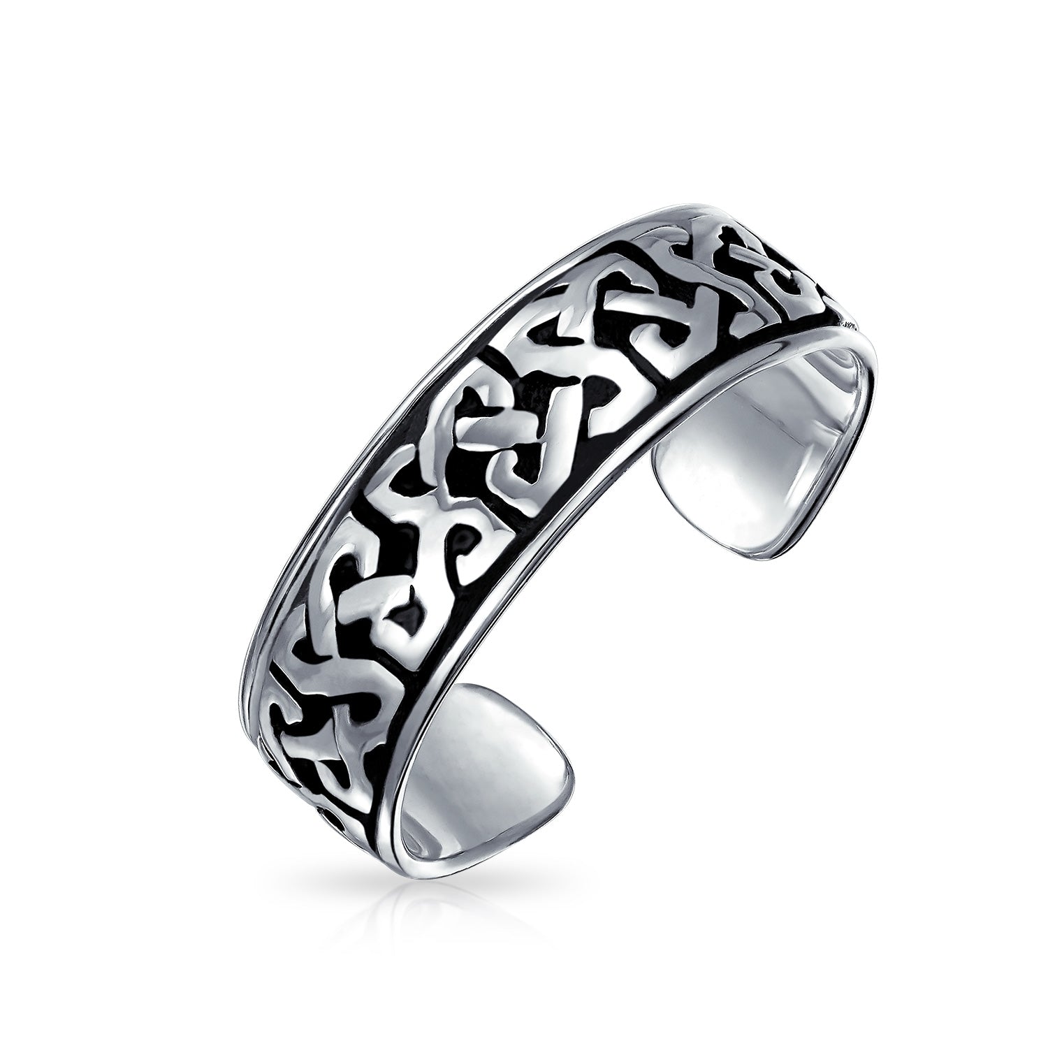 sterling-celtic-knot-toe-ring_pmr-r11050-az_1 Celtic Trinity Band Toe Ring in Oxidized Sterling Silver Pinky Midi Band - Image 1