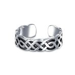 Set of 2 Celtic Trinity Knot Toe Ring Oxidized Sterling Silver Pinky Midi Design - Image 4