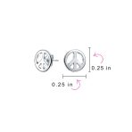 Set of 2 Dainty World Peace Sign Stud Earrings Gold Plated Sterling Silver - Image 4