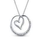 Infinity Circle Quote Sister Bond Pendant Necklace Rose Gold Plated Silver
