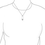 Pave Cubic Zirconia CZ Accent Safety Pin Pendant Necklace .925 Sterling Silver - Image 2