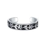 d Mid Finger Flowers Vine Leaf Midi Toe Ring Western Jewelry Silver - Image 3