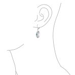 Western Style Natural Turquoise Dangle Flower Medallion Earrings .925 Sterling Silver Leverback - Image 4