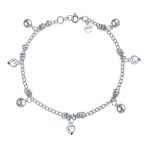 Bells & Hearts Charm Anklet Pattilu India Style Ankle Bracelet Sterling Silver Size 9 To 9.5 Inch