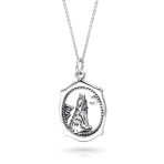 Set of 2 Werewolf Wicca Totem Moon Stars Oval Pendant Necklace Oxidized Silver - Image 5