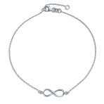 Dainty Romantic Love Knot Infinity Anklet Ankle Bracelet Sterling Silver Size 9 To 9.5 Inch