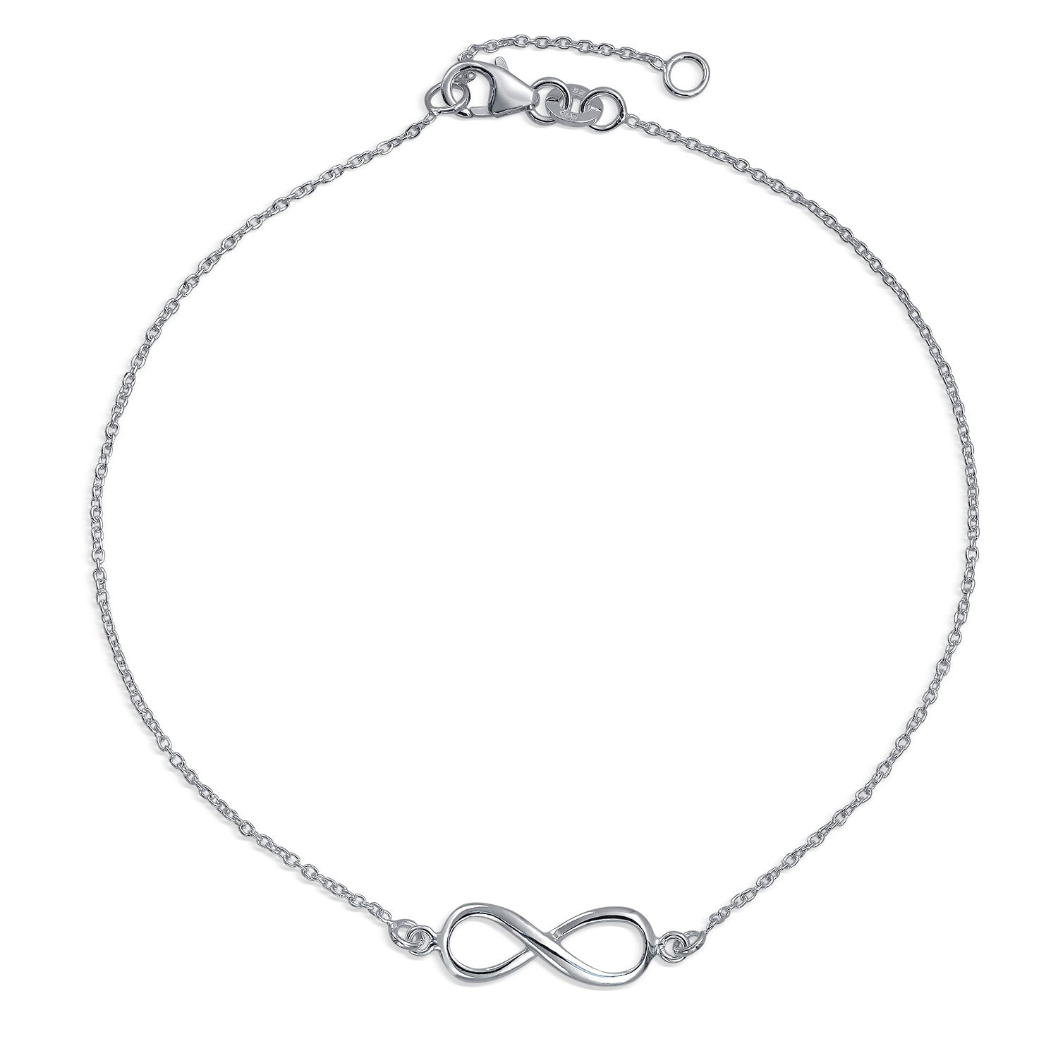 sterling-infinity-figure-eight-anklet_pfs-14-1710-az_1 Dainty Romantic Love Knot Infinity Anklet Ankle Bracelet Sterling Silver Size 9 To 9.5 Inch - Image 1