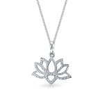 Blossom Lily Flower Lotus Pendant Necklace Sterling Silver - Image 3