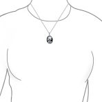 Black Oval Female Lolita Skelton Cameo Pendant Bezel Silver - Image 3