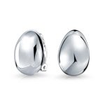 Classic Simple Dome Teardrop Clip On Earrings .925 Sterling Silver
