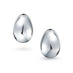 Classic Simple Dome Teardrop Clip On Earrings .925 Sterling Silver - Image 2