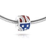 Patriotic USA Flag Star Stripes Charm Bead .925 Sterling Silver for Bracelet - Image 2
