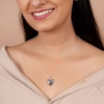 BFF Animal Lover Paw Print Puff Heart Shape Pendant Necklace .925 Sterling Silver - Image 3
