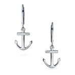 Tropical Beach Anchor Leverback Dangle Earrings 14K Gold Plated Sterling Silver - Image 3