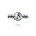 Set of 2 Word Faith & Believe Message Charm Bead Sterling Silver for Bracelet - Image 5