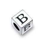 Block Letter Alphabet Initial Charm Bead .925 Sterling Silver For European Bracelet - Image 2