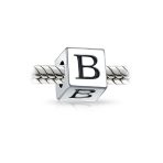 Block Letter Alphabet Initial Charm Bead .925 Sterling Silver For European Bracelet - Image 18