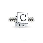 Block Letter Alphabet Initial Charm Bead .925 Sterling Silver For European Bracelet - Image 19
