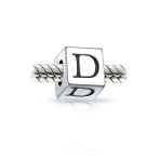 Block Letter Alphabet Initial Charm Bead .925 Sterling Silver For European Bracelet - Image 20