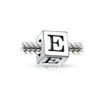 Block Letter Alphabet Initial Charm Bead .925 Sterling Silver For European Bracelet - Image 21