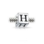 Block Letter Alphabet Initial Charm Bead .925 Sterling Silver For European Bracelet - Image 23