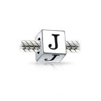 Block Letter Alphabet Initial Charm Bead .925 Sterling Silver For European Bracelet - Image 24