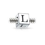 Block Letter Alphabet Initial Charm Bead .925 Sterling Silver For European Bracelet - Image 26