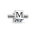 Block Letter Alphabet Initial Charm Bead .925 Sterling Silver For European Bracelet - Image 27