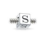Block Letter Alphabet Initial Charm Bead .925 Sterling Silver For European Bracelet - Image 32