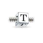 Block Letter Alphabet Initial Charm Bead .925 Sterling Silver For European Bracelet - Image 30