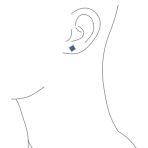 Square Shape CZ Cubic Zirconia Stud Earrings Blue Black Sterling Silver ScrewBack - Image 8