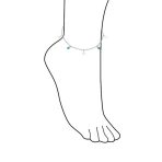 Dangle Aqua Blue Cats Eye Bead Anklet Ankle Bracelet Star Charms Sterling Silver - Image 3