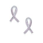 Strength & Hope CZ Stud Earrings: Pink Ribbon Cancer Survivor Sterling Silver - Image 2