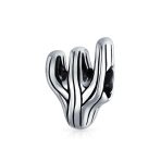 Set of 2 Black Movie Star Sunglasses & Cactus Charm Bead Sterling Silver Fits European Bracelet - Image 2