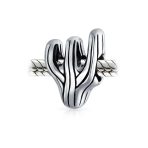 Set of 2 Black Movie Star Sunglasses & Cactus Charm Bead Sterling Silver Fits European Bracelet - Image 3