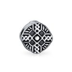 Religious Celtic Trinity Cross Charm Bead Oxidized .925 Sterling Silver Fits European Bracelet