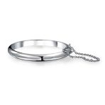 Set of 2 Small Dome Cuff Bangle Bracelet with Chain Sterling Silver 5 Inch - Image 4