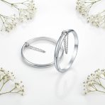 Set of 2 Small Dome Cuff Bangle Bracelet with Chain Sterling Silver 5 Inch - Image 3
