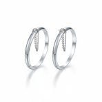 Set of 2 Small Dome Cuff Bangle Bracelet with Chain Sterling Silver 5 Inch