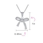 Dainty Cubic Zirconia Pave CZ Station Ribbon Bow Pendant Necklace .925 Sterling Silver - Image 4
