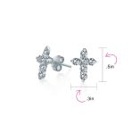 Petite Religious CZ Cross Stud Earrings in Gold Plated Sterling Silver - Image 8
