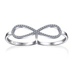 Elegant CZ Pave Cubic Zirconia Two Finger Statement Infinity Ring Sterling Silver - Image 8