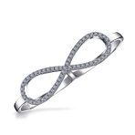 Elegant CZ Pave Cubic Zirconia Two Finger Statement Infinity Ring Sterling Silver - Image 2
