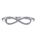 Elegant CZ Pave Cubic Zirconia Two Finger Statement Infinity Ring Sterling Silver - Image 4