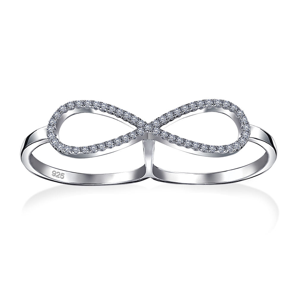 sterling-silver-cz-infinity-ring_sls-er005_6 Elegant CZ Pave Cubic Zirconia Two Finger Statement Infinity Ring Sterling Silver - Image 1